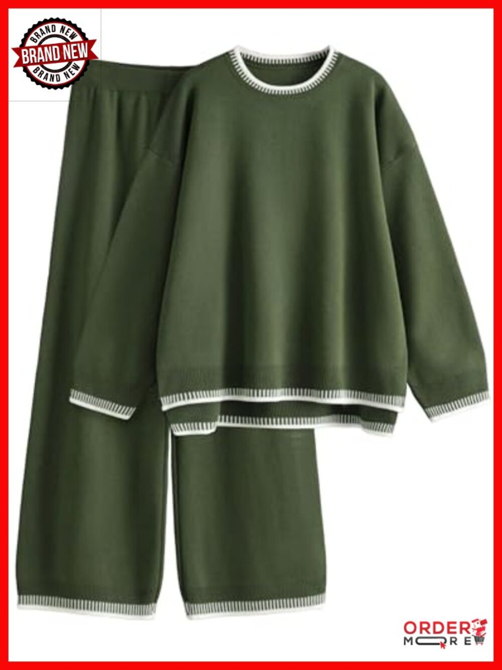 Women's 2 Piece Sweater Lounge Set Mock Neck Wide Leg Pants Tracksuit